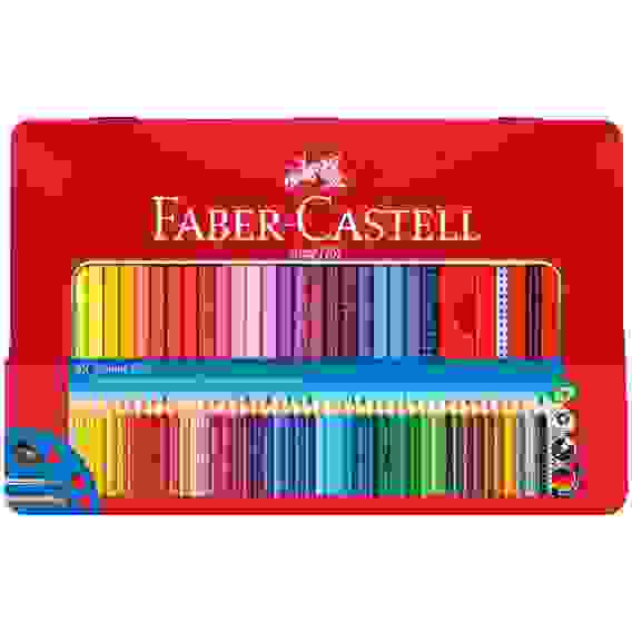 Карандаши цветные Faber-Castell \"Grip\", 48цв.+3, трехгран., заточен., метал. уп., с кистью, точилкой
