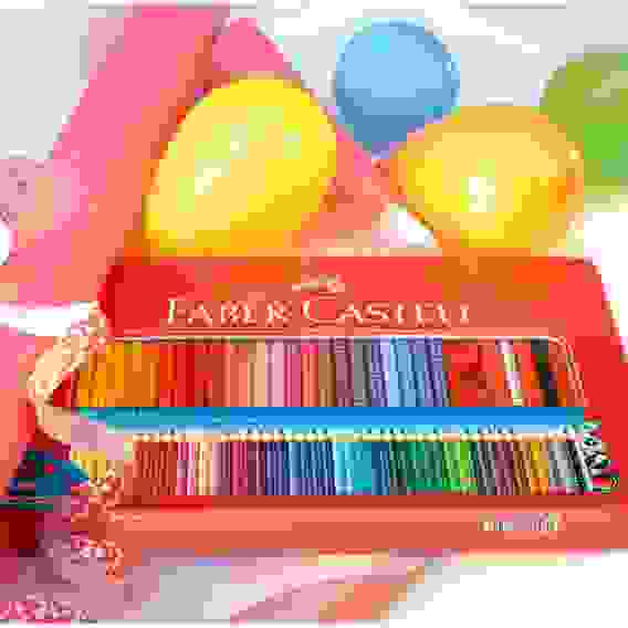Карандаши цветные Faber-Castell \"Grip\", 48цв.+3, трехгран., заточен., метал. уп., с кистью, точилкой