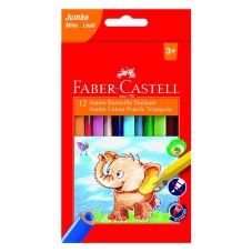 Карандаши цветные Faber-Castell \"Jumbo\" 12цв., трехгран., заточен., картон, европодвес, с точилкой