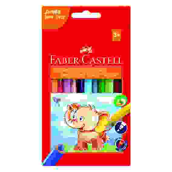 Карандаши цветные Faber-Castell "Jumbo" 12цв., трехгран., заточен., картон, европодвес, с точилкой