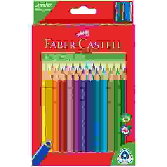 Карандаши цветные Faber-Castell \"Jumbo\" 30цв., трехгран., утолщ., заточен., картон, евр., с точилкой