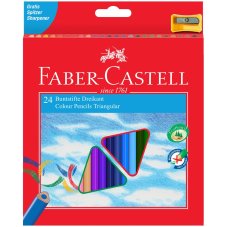 Карандаши Faber-Castell цветные, набор из 24 цветов, трехгранные, с точилкой, в карт.упаковке