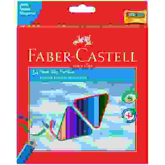 Карандаши Faber-Castell цветные, набор из 24 цветов, трехгранные, с точилкой, в карт.упаковке