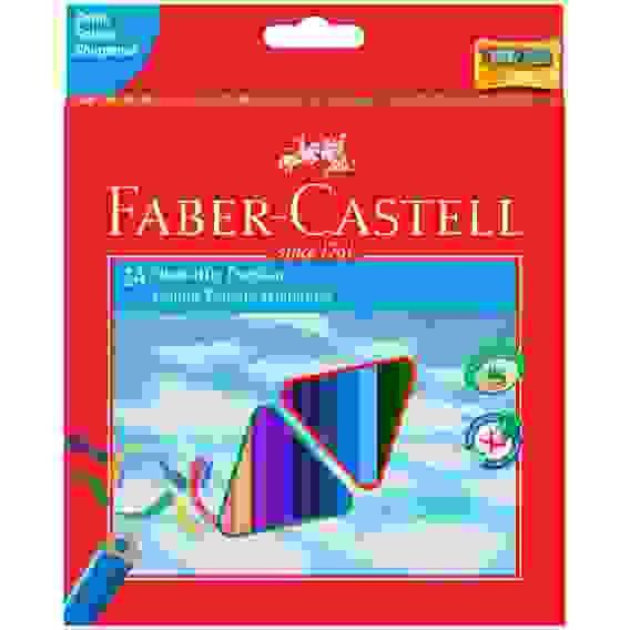 Карандаши Faber-Castell цветные, набор из 24 цветов, трехгранные, с точилкой, в карт.упаковке