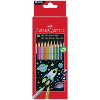 Карандаши Faber-Castell цветные, набор из 10 цветов, металлик, в карт.упак.