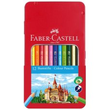 Карандаши Faber-Castell цветные, набор из 12 цветов, в металлической коробке