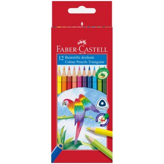 Карандаши цветные Faber-Castell, 12цв., трехгран., заточен., картон.уп.