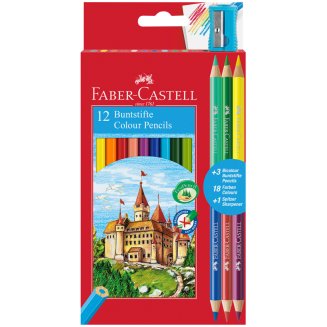 Карандаши Faber-Castell цветные, набор из 12 цветов+4, в карт.упаковке, с точилкой