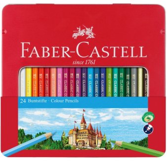 Карандаши цветные Faber-Castell, 24цв., заточен., метал. кор.