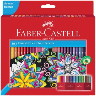 Карандаши Faber-Castell цветные, набор из 60 цветов, карт.подставка