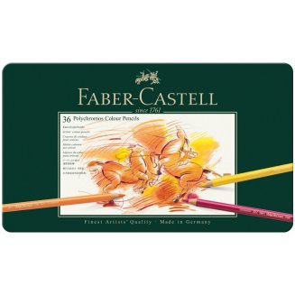 Карандаши цветные Faber-Castell \"Polychromos\" художественные 36цв., заточен., метал. коробка