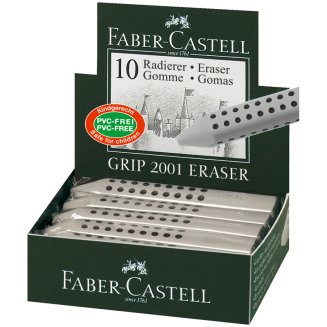 Ластик Faber-Castell \"Grip 2001\", трехгранный, размер 90*15*15мм, серый