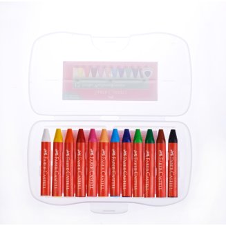 Мелки восковые утолщенные Faber-Castell \"Jumbo\", 12 цв., трехгранные, пластиковая упаковка