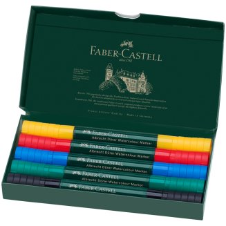 Набор акварельных пигм. маркеров Faber-Castell \"Albrecht Dürer\" 05цв., двухстор., кистев./пулевид.