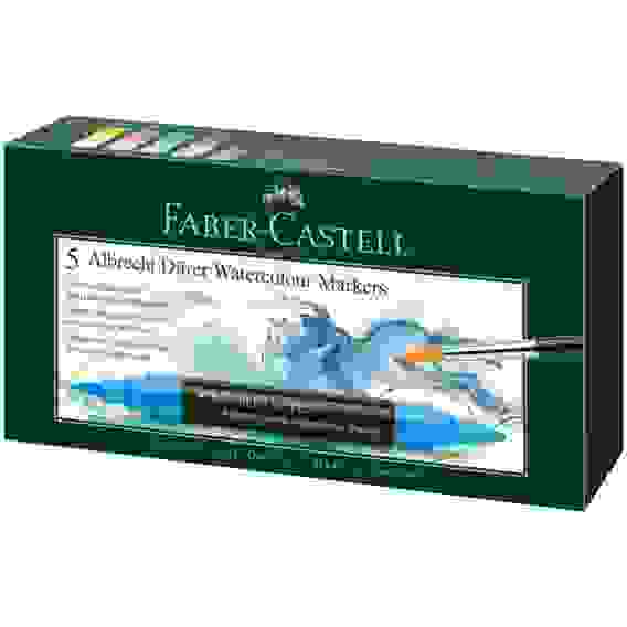 Набор акварельных пигм. маркеров Faber-Castell \"Albrecht Dürer\" 05цв., двухстор., кистев./пулевид.