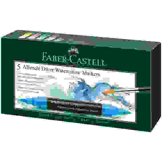 Набор акварельных пигм. маркеров Faber-Castell \"Albrecht Dürer\" 05цв., двухстор., кистев./пулевид.