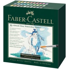 Набор акварельных пигм. маркеров Faber-Castell \"Albrecht Dürer\" 30цв., двухстор., кистев./пулевид.