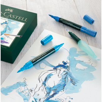 Набор акварельных пигм. маркеров Faber-Castell \"Albrecht Dürer\" 30цв., двухстор., кистев./пулевид.