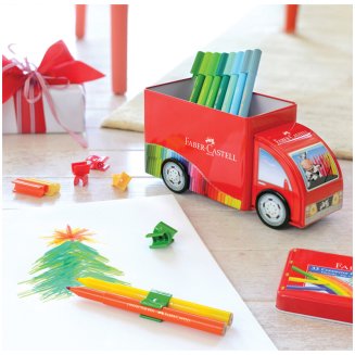 Набор Faber-Castell \"Connector Truck\" для рисования, 33 фломастера, 10 клипс в метал.кор.