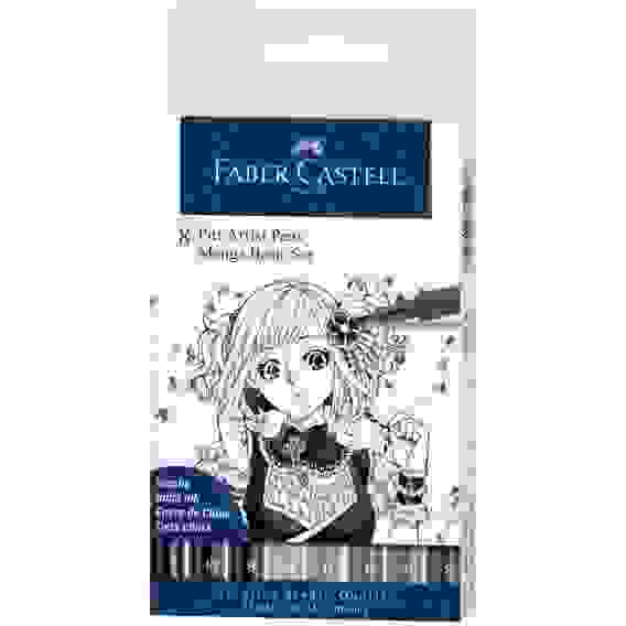 Капилярные ручки Faber-Castell \"Pitt Artist Pen Manga Basic set\" в наборе 8шт., 0,3, 0,7 мм/кисть