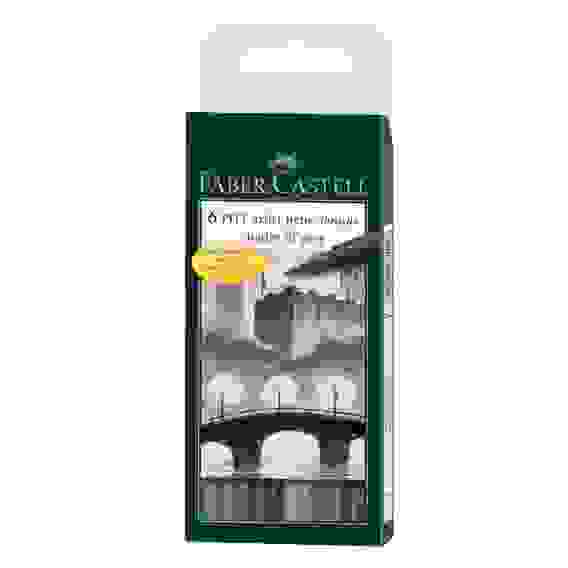 Набор капиллярных ручек \"Pitt Artist Pen Brush\" оттенки серого, 6шт., пластик. уп., европодвес