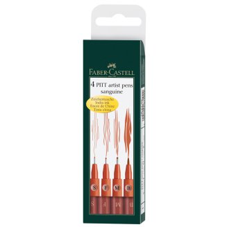 Капилярные ручки Faber-Castell \"Pitt Artist Pen\" в наборе 4шт., сангина 0,3, 0,5, 0,7 мм/кисть