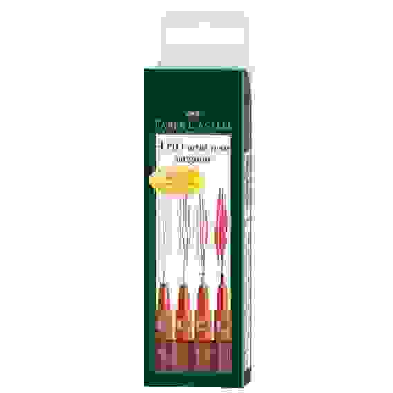 Капилярные ручки Faber-Castell \"Pitt Artist Pen\" в наборе 4шт., сангина 0,3, 0,5, 0,7 мм/кисть