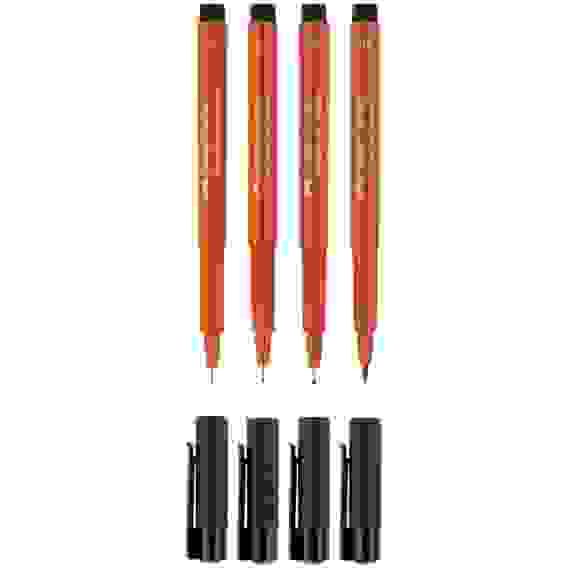 Капилярные ручки Faber-Castell \"Pitt Artist Pen\" в наборе 4шт., сангина 0,3, 0,5, 0,7 мм/кисть