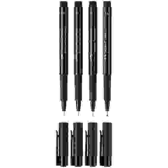 Набор капиллярных ручек \"Pitt Artist Pen\" черные, 4шт., 0,1/0,3/0,5/0,7мм, пласт.уп., европодвес