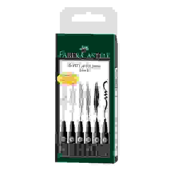 Набор капиллярных ручек "Pitt Artist Pen" черные, 6шт., 0,1/0,3/0,5/0,7/2,5мм/Brush, европодвес