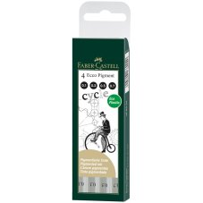Капиллярные ручки Faber-Castell \"Ecco Pigment\" в наборе 4шт., черные, 0,1, 0,3, 0,5, 0,7мм