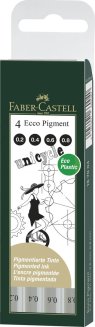 Набор капиллярных ручек Faber-Castell "Ecco Pigment" черные, 4шт., 0,2/0,4/0,6/0,8мм, европодвес