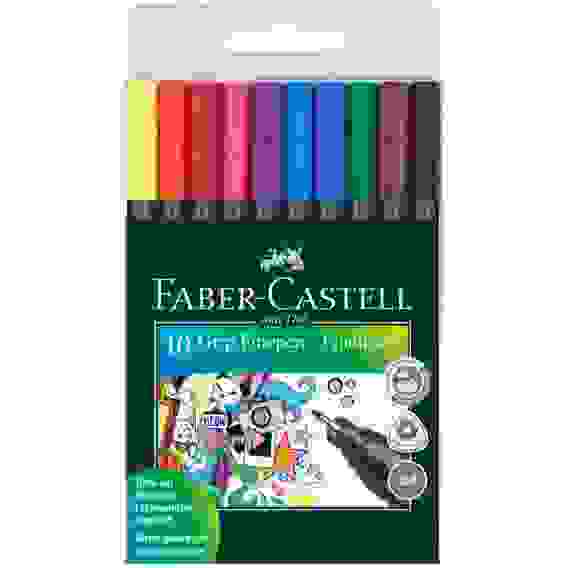 Капилярные ручки Faber-Castell \"Grip Finepen\" в наборе 10цв., 0,4мм, трехгранные, в пластик. упак.