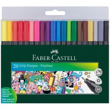 Набор капиллярных ручек Faber-Castell \"Grip Finepen\" 20цв., 0,4мм, трехгран., пласт. уп., европодвес