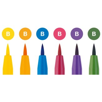 Набор капиллярных ручек Faber-Castell \"Pitt Artist Pen Brush Basic\" ассорти,6шт.,пласт. уп., европ.