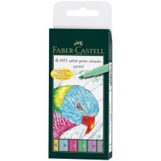 Капилярные ручки Faber-Castell \"Pitt Artist Pen Brush Pastel\" в наборе 6 цветов в пластиковой упак.