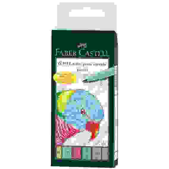 Капилярные ручки Faber-Castell "Pitt Artist Pen Brush Pastel" в наборе 6 цветов в пластиковой упак.