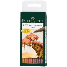 Набор капиллярных ручек Faber-Castell \"Pitt Artist Pen Brush Terra\" ассорти,6шт.,пласт. уп.,европ.