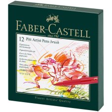 Набор капиллярных ручек Faber-Castell \"Pitt Artist Pen Brush\" ассорти, 12шт., студийная коробка