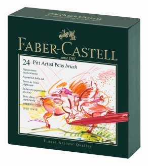 Набор капиллярных ручек Faber-Castell "Pitt Artist Pen Brush" ассорти, 24шт., студийная коробка