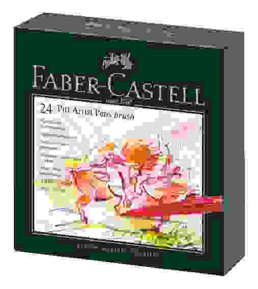 Набор капиллярных ручек Faber-Castell "Pitt Artist Pen Brush" ассорти, 24шт., студийная коробка