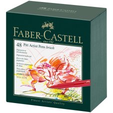 Капилярные ручки Faber-Castell \"Pitt Artist Pen Brush\" в наборе 48 цветов в студийной коробке