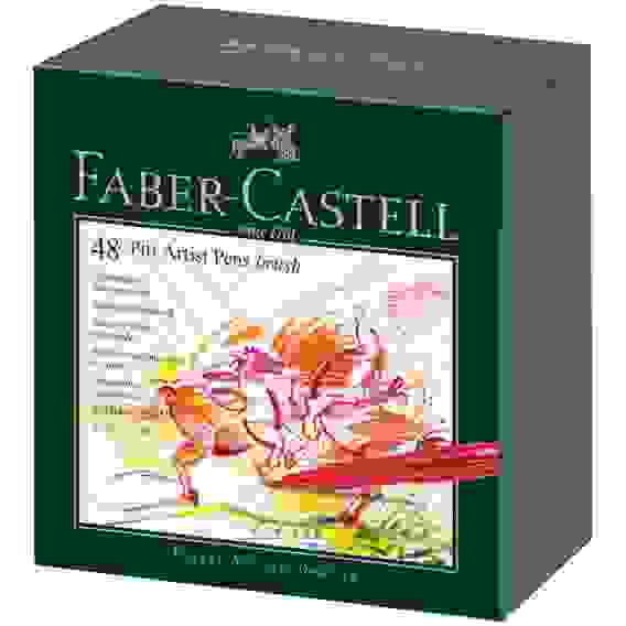 Капилярные ручки Faber-Castell \"Pitt Artist Pen Brush\" в наборе 48 цветов в студийной коробке