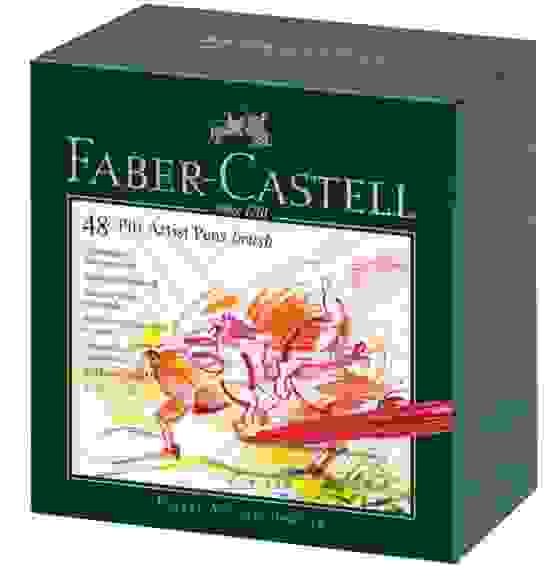 Капилярные ручки Faber-Castell \"Pitt Artist Pen Brush\" в наборе 48 цветов в студийной коробке