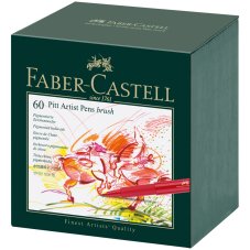 Капилярные ручки Faber-Castell \"Pitt Artist Pen Brush\" в наборе 60 цветов в студийной коробке