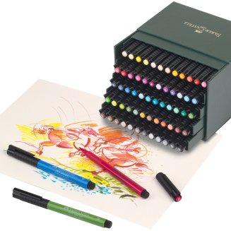 Капилярные ручки Faber-Castell \"Pitt Artist Pen Brush\" в наборе 60 цветов в студийной коробке