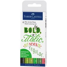 Капилярные ручки Faber-Castell \"Pitt Artist Pen Lettering\" в наборе 6шт., 0,3 мм/кисть