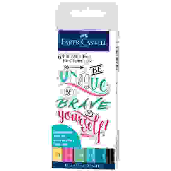 Капилярные ручки Faber-Castell \"Pitt Artist Pen Lettering\" в наборе 6шт., 0,3 мм/кисть