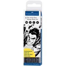 Набор капиллярных ручек Faber-Castell \"Pitt Artist Pen Manga Black set\" черные, 4шт., 0,1/0,3/0,5мм