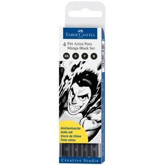 Набор капиллярных ручек Faber-Castell \"Pitt Artist Pen Manga Black set\" черные, 4шт., 0,1/0,3/0,5мм